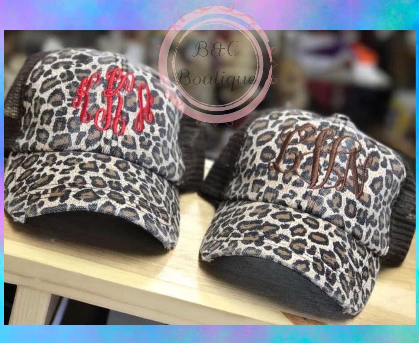 Leopard ponytail hats