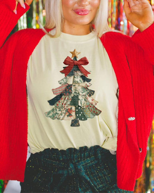Quilted Christmas tree tee or sweatshirt